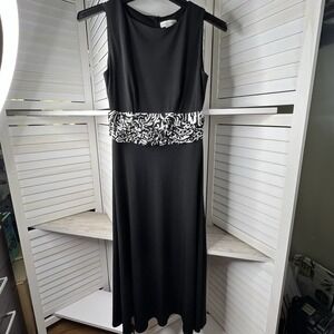 Christopher‎ & Banks Black Maxi Dress Women's 10 Sleeveless Ruched Waist A-line